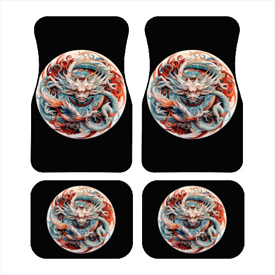 Chinese Dragon Mandala Art Car Mats