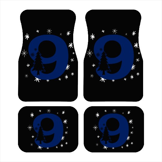 9 White Christmas Stars - Blue Number Nine Car Mats