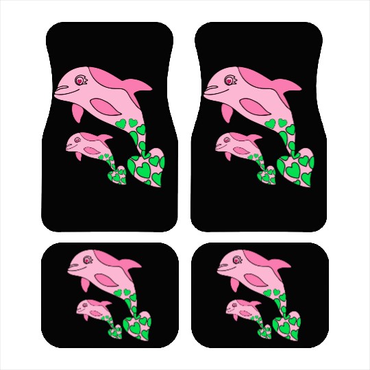 The Endearing Dance of Dolphin Mom and Kid Car Mats