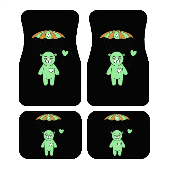 Teddy Bear - The Green Skydiver Car Mats