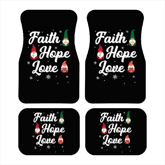Faith Hope Love Religious Family Christmas Gnome Car Mats
