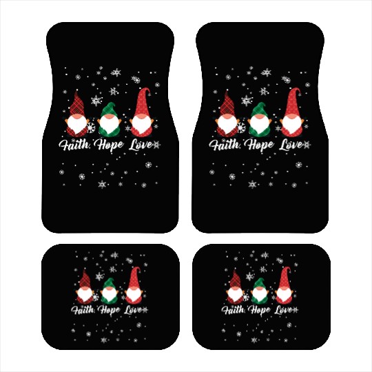 Faith Hope Love Religious Family Christmas Gnome Car Mats