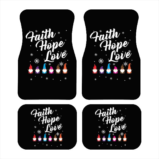 Religious Family Faith Hope Love Christmas Gnome Car Mats