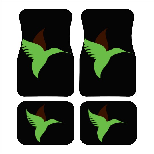 Green Bird Illustration Car Mats