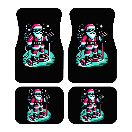 Witty 8-Bit Cyberpunk Santa Car Mats