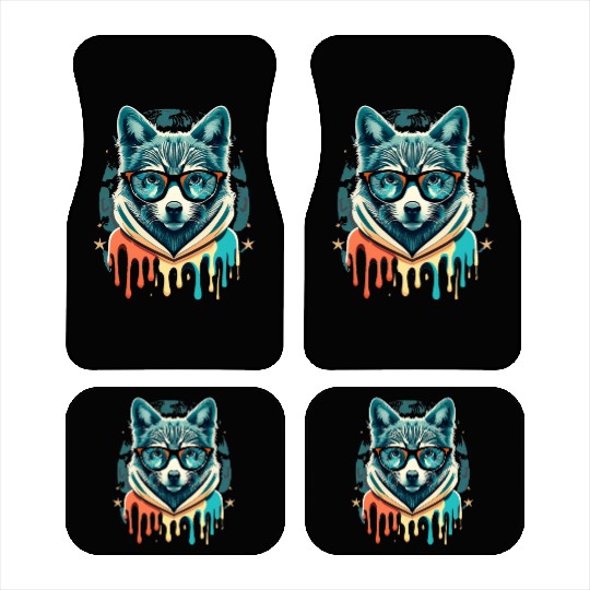 Hipster Wolf Drip Car Mats
