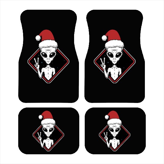 Alien Christmas Peace Car Mats