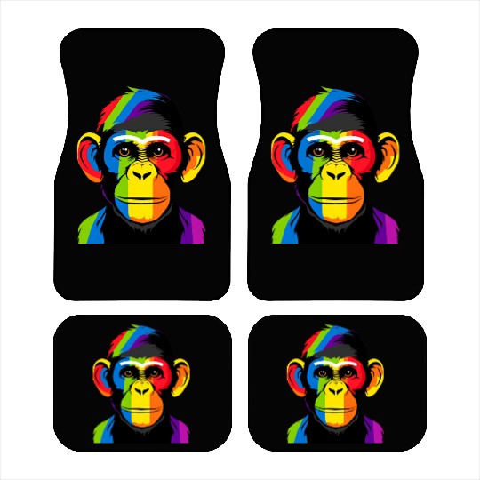 Expressive Chimpanzee in Colorful Graphic Artwork Car Mats