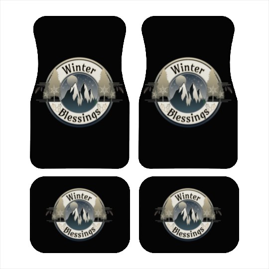 Winter Blessings Mountains and Star Light Badge Car Mats