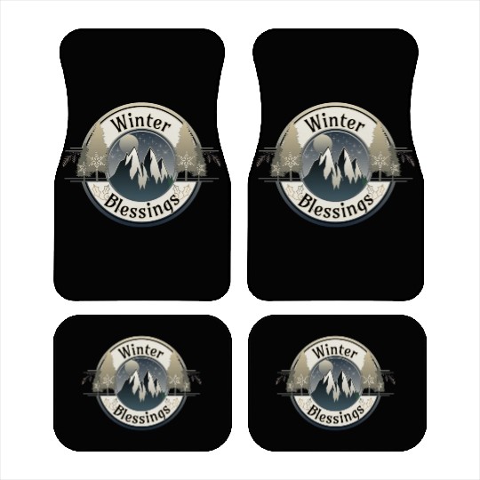 Winter Blessings Mountains and Star Light Badge Car Mats