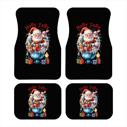 Holly Jolly bubble Santa Car Mats