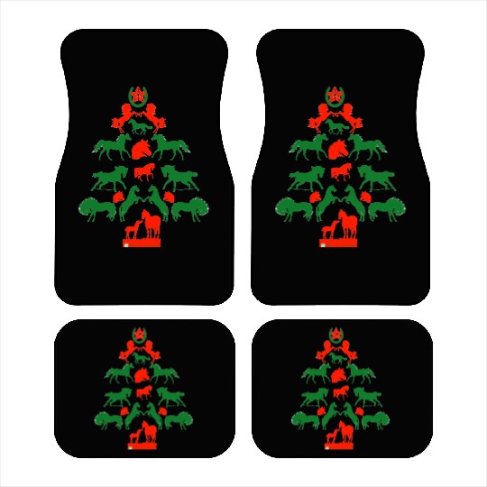 Horse Christmas Tree in Red and Green Car Mats