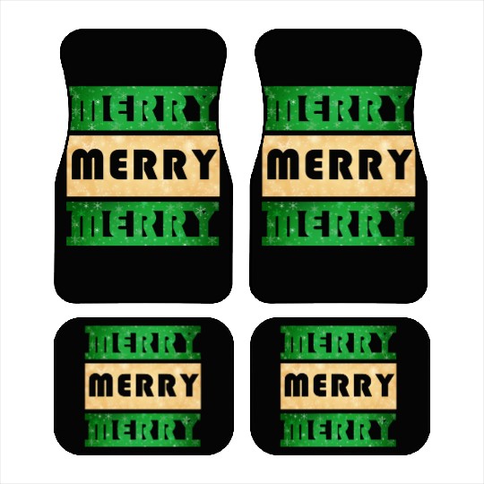 Merry Merry Merry Green and Gold Car Mats
