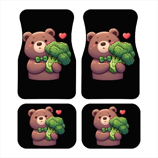 Bear in love hugs huge broccoli Car Mats