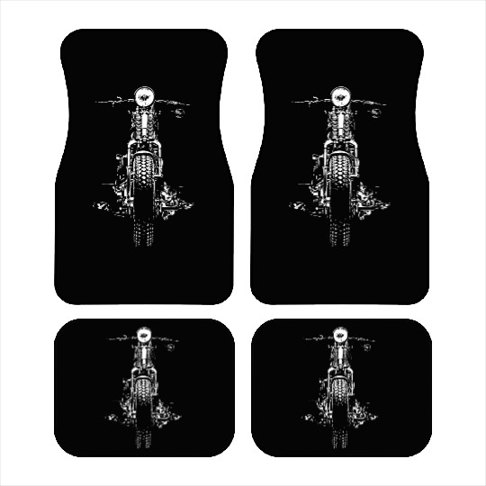 Retro Ride: Vintage Hand-Painted Motorcycle Design Car Mats