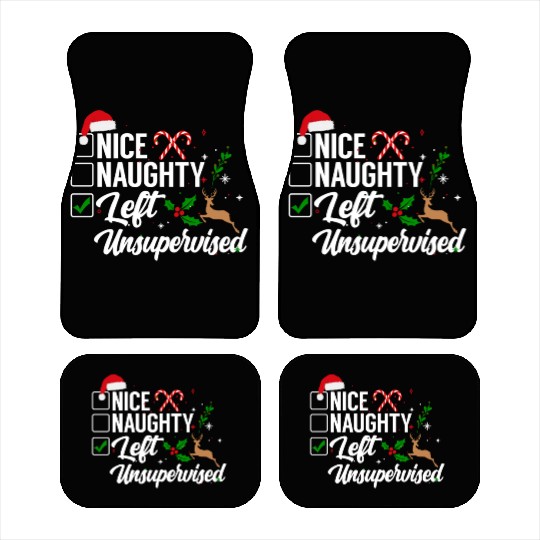Christmas Nice Naughty Left Unsupervised Reindeer Car Mats