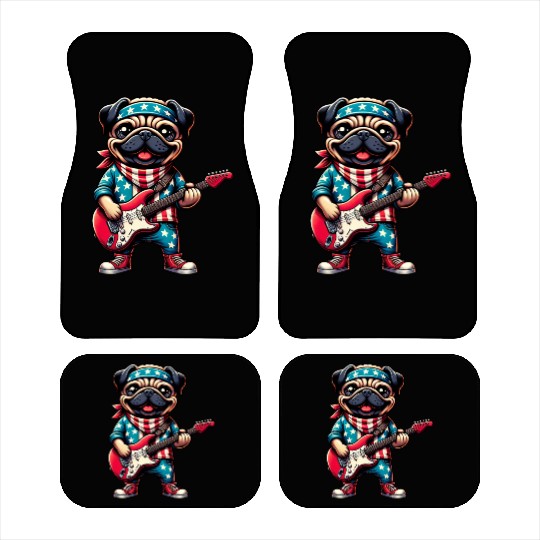 Pug Guitarist Car Mats