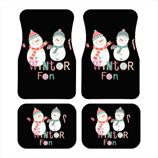Winter Fun Funny Snowman Colorful Christmas Car Mats