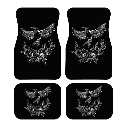 Hummingbird Flowers Tree Nature White Bird Flies Car Mats