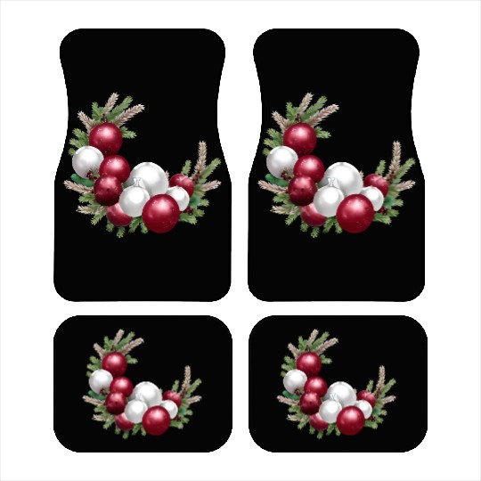 Cranberry and White Christmas Greenery Decor Car Mats