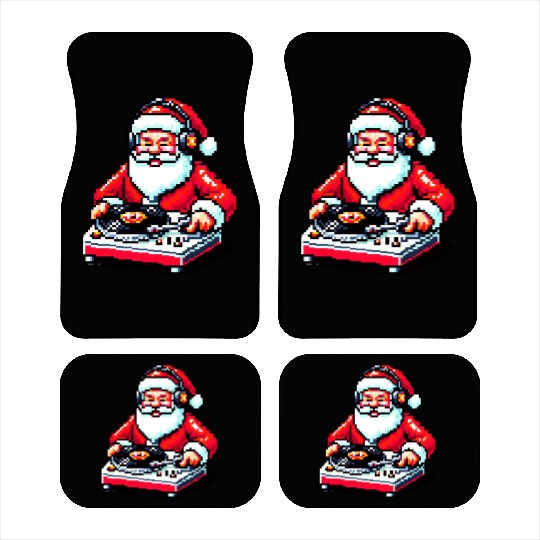 Retro 8-Bit DJ Santa: A Festive Musical Spin Car Mats