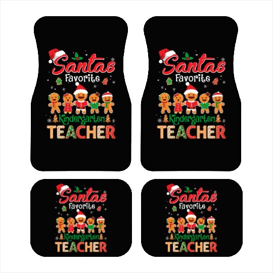 Santa s Favorite Kindergarten Teacher Cookie Hat Car Mats