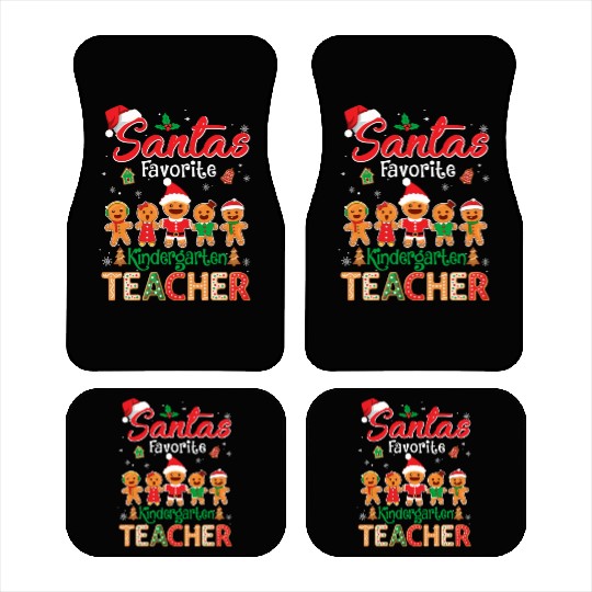 Santa s Favorite Kindergarten Teacher Cookie Hat Car Mats