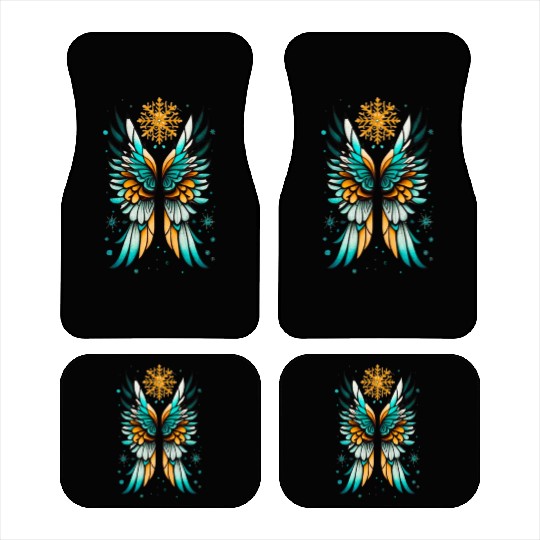Angel Wings Embracing Snowflakes Car Mats