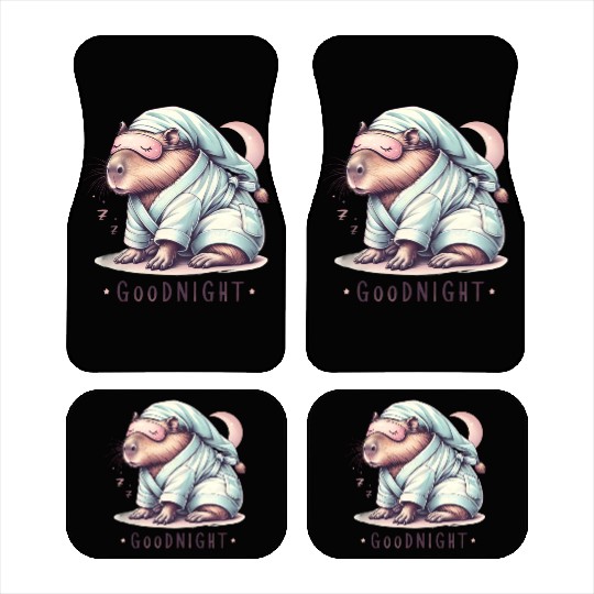 Sleepy Capybara in Comfy Pajamas Car Mats