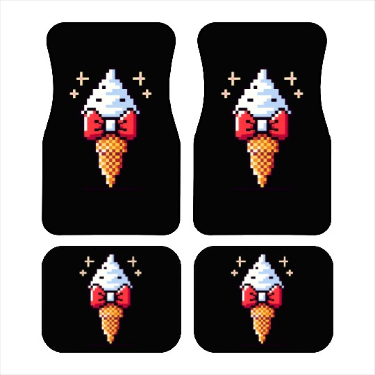 Whimsical 8-Bit Ice Cream: Retro Bow Tie Delight Car Mats