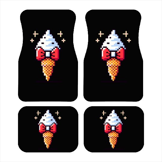 Whimsical 8-Bit Ice Cream: Retro Bow Tie Delight Car Mats