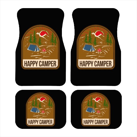 Happy Camper Camping Campfire Tent Car Mats