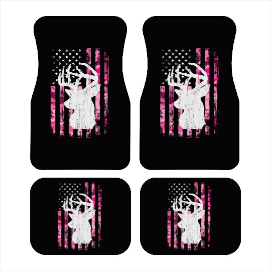 Deer Hunting Camo Pink Camouflage American Flag Car Mats