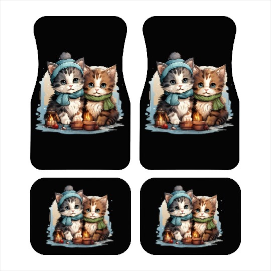 chubby kittens in Christmas stockings hanging Car Mats