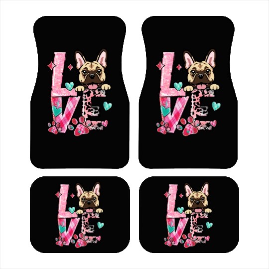 Frenchie Dog I Love My Dog Valentines Day Car Mats