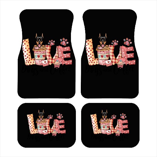 Doberman Dog Coffee Lover Valentines Day Car Mats