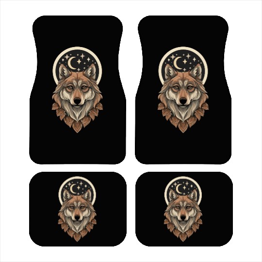 Wolf Moon Stars Design Car Mats