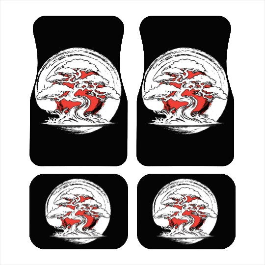 Bonsai Tree In Japanese Zen Buddhist Enso Circle T Car Mats