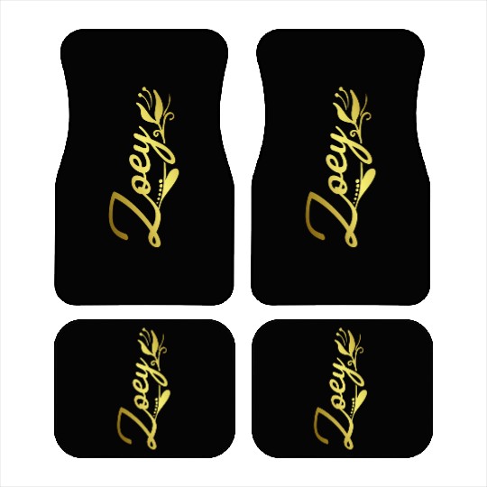 Zoey Name Faux Gold Tulip Flourish Car Mats