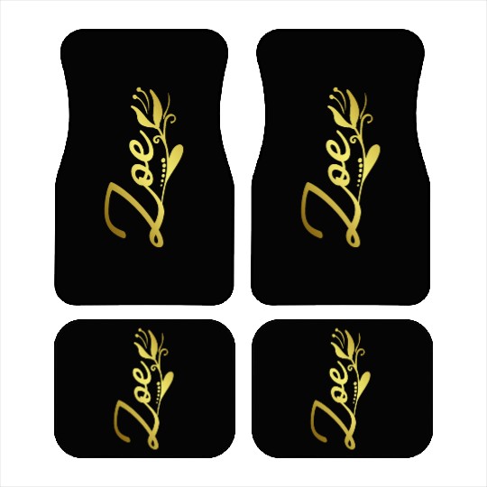 Zoe Name Faux Gold Tulip Flourish Car Mats
