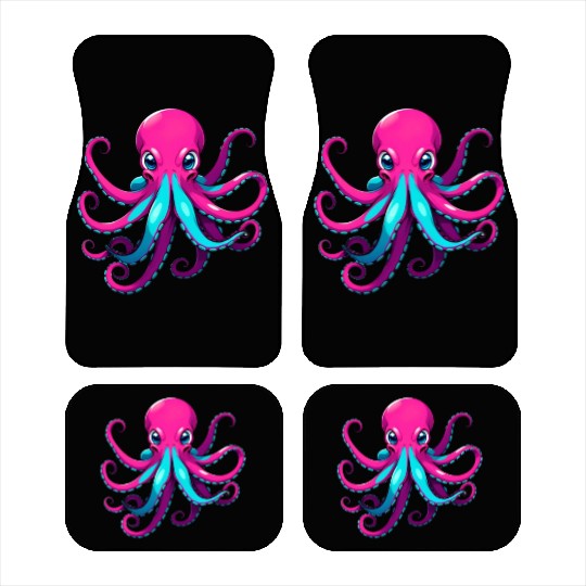 A Cartoonish Octopus in a Playful Pose Car Mats