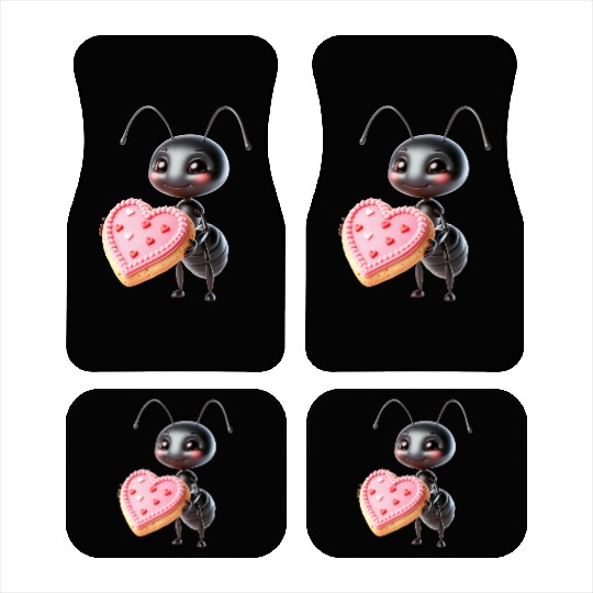 Ant With Heart Cookie Valentine's Day Greeting Car Mats