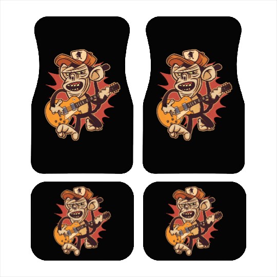 Retro Chimpanzee Guitar Player Graphic Car Mats