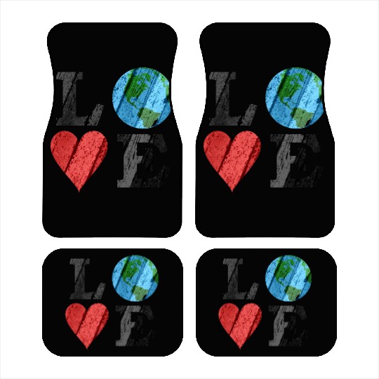 Earth Love With Heart And Earth Car Mats