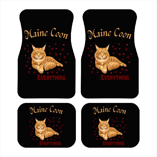 Maine Kisses Fix Everything Cute Maine Cat Lover Car Mats