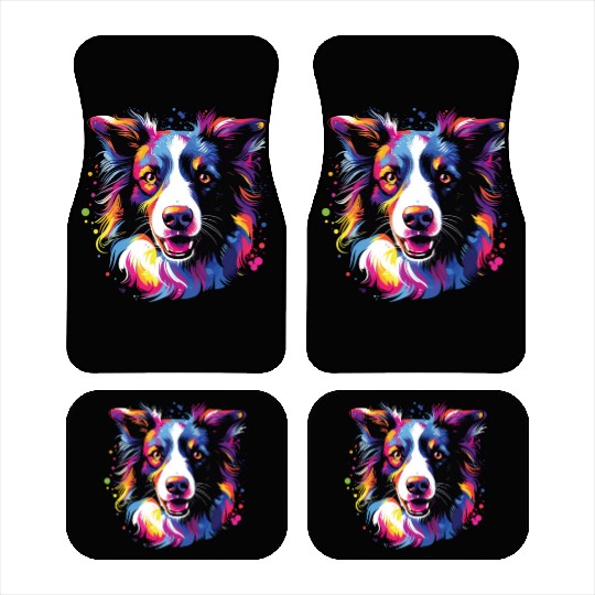 Watercolor Colorful Border Collie Car Mats