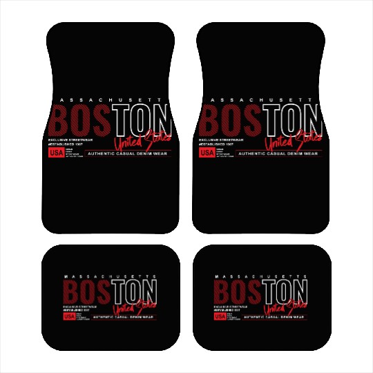 Boston Massachusetts Authentic Casual Denim Wear Car Mats