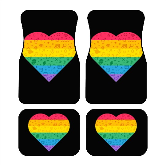 Rainbow Heart Car Mats