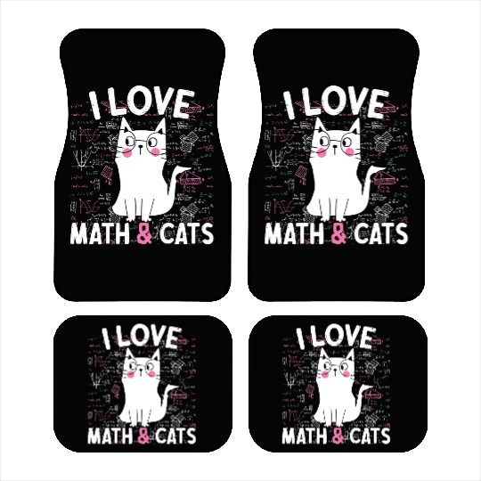 I Love Math and Cats Feline Lover Car Mats