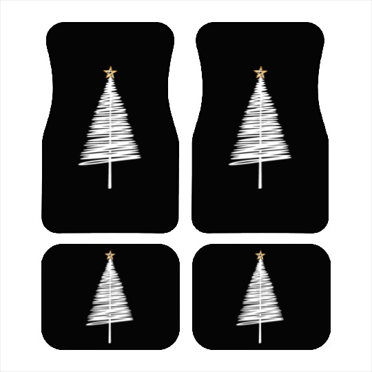 White Christmas Tree Brushstroke with Golden Star Car Mats